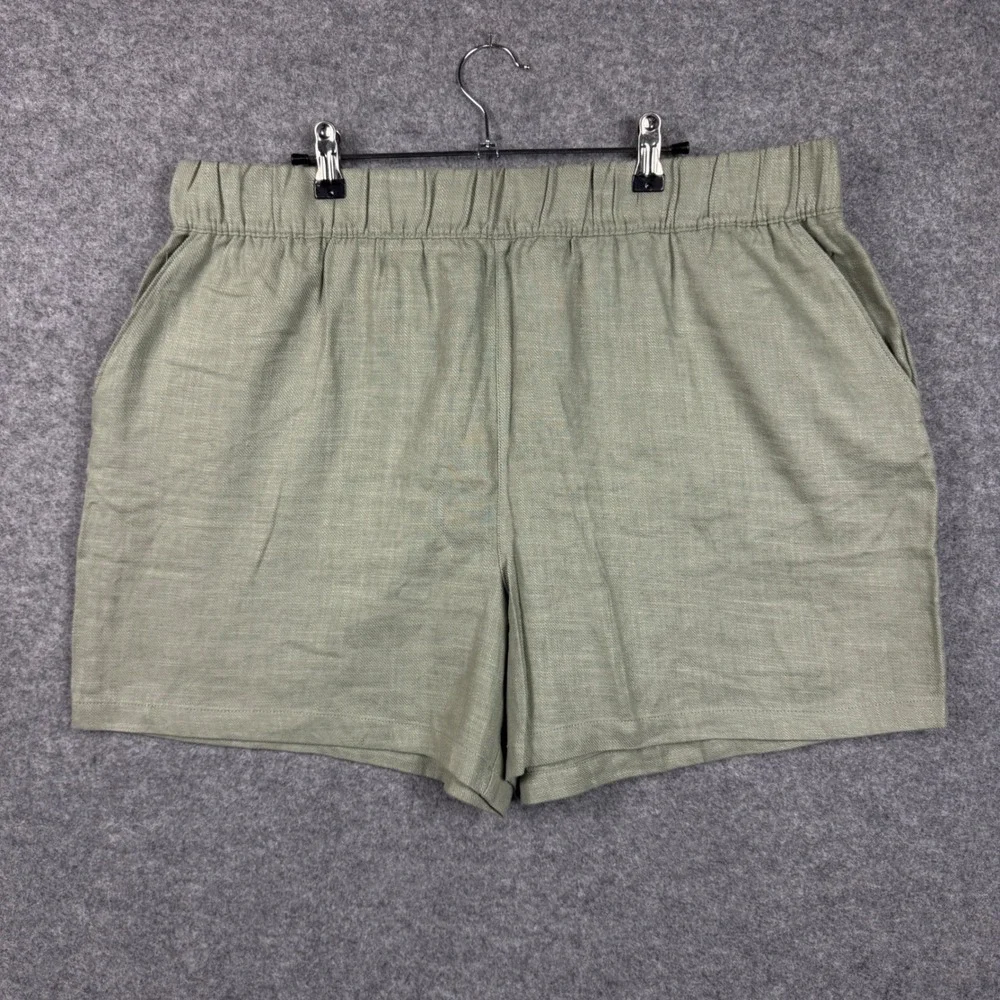 Blank NYC Green Linen Blend‎ Pull On Shorts XL High Rise 5 Inch Inseam 1894390